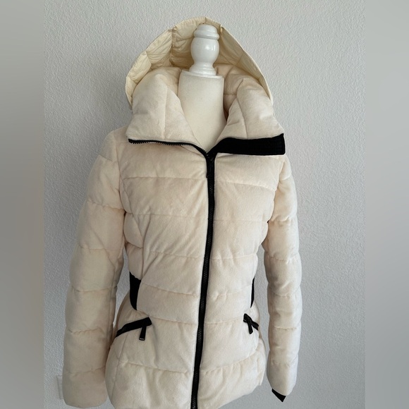 Laundry By Shelli Segal Off White Puffer Jacket with Hood and Pockets Medium - Picture 13 of 14